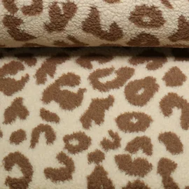 Teddyfleece Großes Leomuster Beige Braun