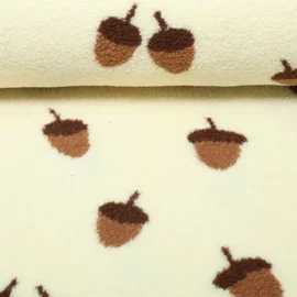 Teddyfleece Jacquard Eicheln Beige