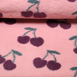 Teddyfleece Jacquard Kirschen Rosa
