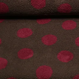 Teddyfleece Jacquard Punkte Dunkelbraun Bordeaux