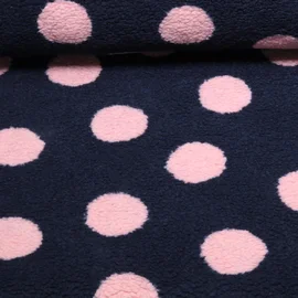 Teddyfleece Jacquard Punkte Marineblau Rosa