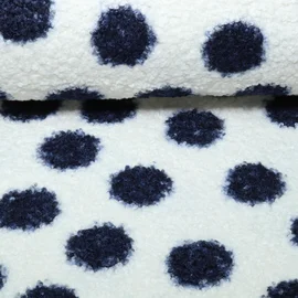 Teddystoff B-Trendy Große Punkte Dunkelblau