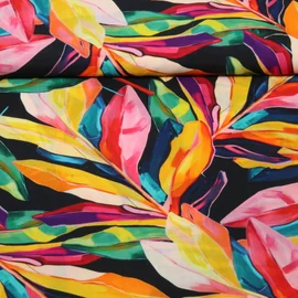 Tencel Leinen Bunte Blätter Multicolor