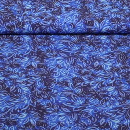 Viskose Blumen Blätter Navy