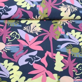 Viskose Blumen Marineblau Ecovero™