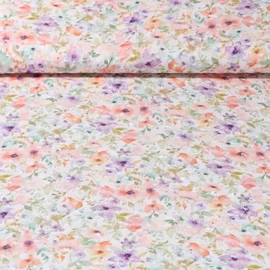 Viskose Dobby Pastellblumen Ecru