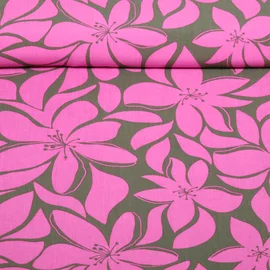 Viskose Große Blüten Khaki