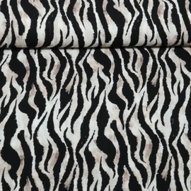 Viskose-Krepp Zebra Beige Schwarz
