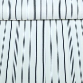 Viskose-Leinen Streifenmix Weiß Blau