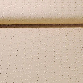 Viskose Lochstickerei Blümchen Beige