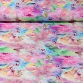 Viskose Popeline Batikblumen Multicolor