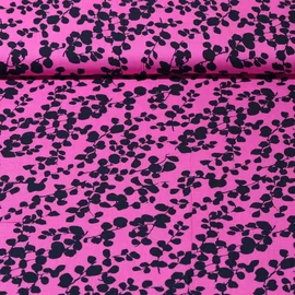 Viskose Popeline Blätterzweige Pink
