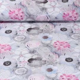 Viskose Popeline Blüten Grau