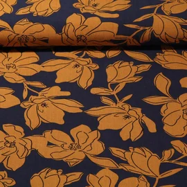 Viskose Popeline Blüten Navy
