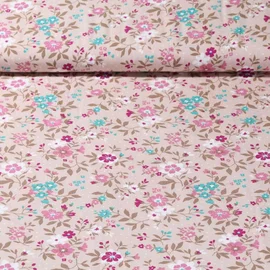 Viskose Popeline Blüten Punkte Sand