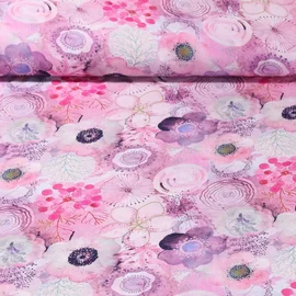 Viskose Popeline Blüten Rosa