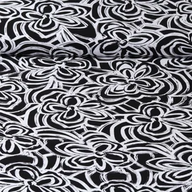 Viskose Popeline Blüten Schwarz