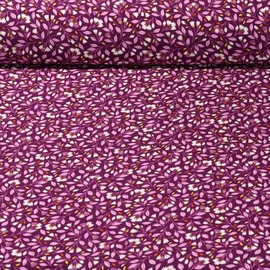 Viskose Popeline Blütenzweige Aubergine