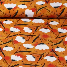 Viskose Popeline Blumen Orange