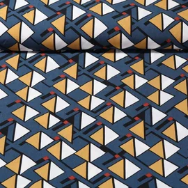 Viskose Popeline Dreiecke Stahlblau