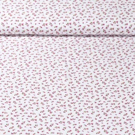 Viskose Popeline Kleine Röschen Wollweiß