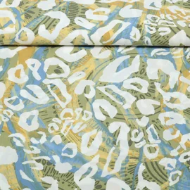 Viskose Popeline Leo Abstrakt Khaki