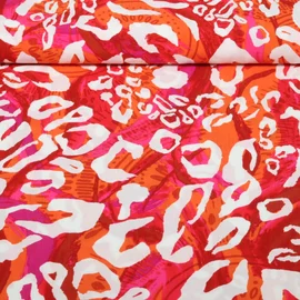 Viskose Popeline Leo Abstrakt Rot