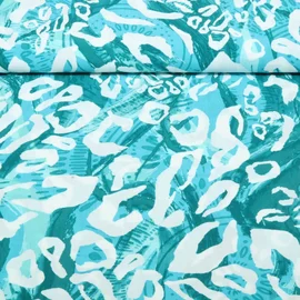 Viskose Popeline Leo Abstrakt Türkis