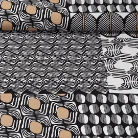 Viskose Popeline Mustermix Ecru Beige