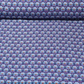 Viskose Popeline Retroblumen Navy