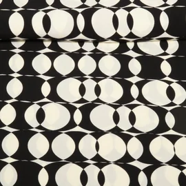Viskose Popeline Retrokreise Schwarz