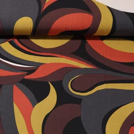 Viskose Popeline Retrotropfen Orange Senf