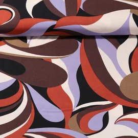 Viskose Popeline Retrotropfen Ziegel Lavendel