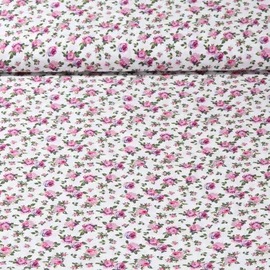 Viskose Popeline Röschen Wollweiß