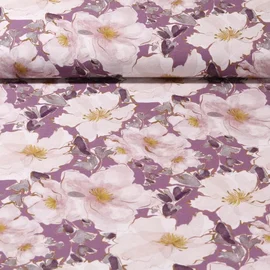 Viskose Popeline Stretch Blüten Mauve