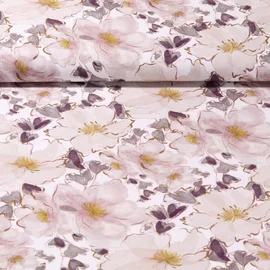 Viskose Popeline Stretch Blüten Weiß