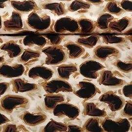 Viskose Satin Abstrakte Herzen Braun Ecru