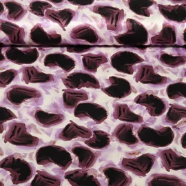 Viskose Satin Abstrakte Herzen Lila Ecru