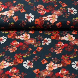 Viskose Satin Blüten Grün