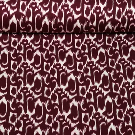 Viskose-Satin Ethno Weiß Bordeaux