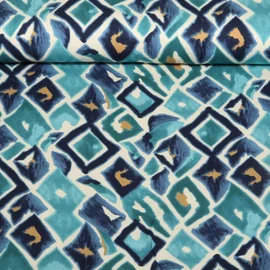 Viskose Satin Rauten Jeansblau