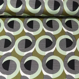 Viskose Satin Retrospirale Olive Mint