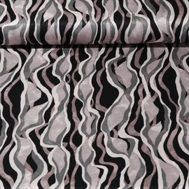 Viskose Satin Wellen Grau Multicolor