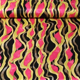 Viskose Satin Wellen Lime Multicolor