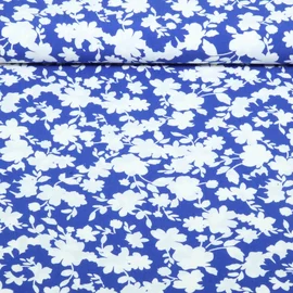 Viskose - Stretch Blumen Kobaltblau