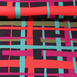 Viskose Stretch "Line Layer" Beere