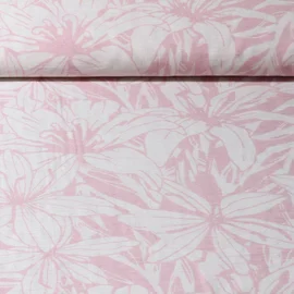 Viskose Twill Große Lilien Rosa
