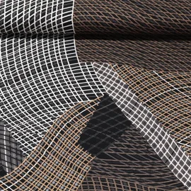Viskose Twill Linien Schwarz Nougat