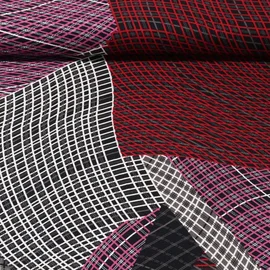 Viskose Twill Linien Schwarz Rot