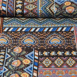 Viskose Twill Paisley Mix Schokobraun